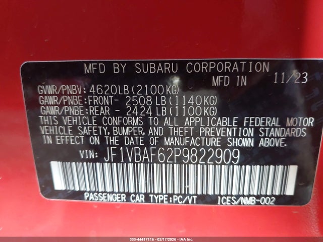 2023 SUBARU WRX JF1VBAF62P9822909 Photo 8