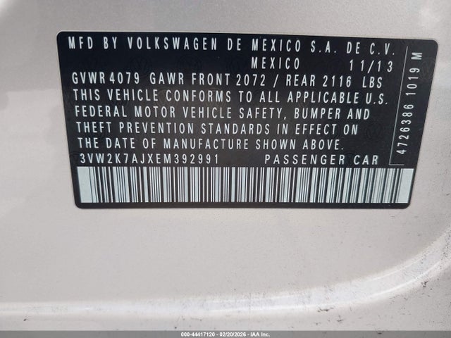 3VW2K7AJXEM392991 Volkswagen Jetta 2.0l S