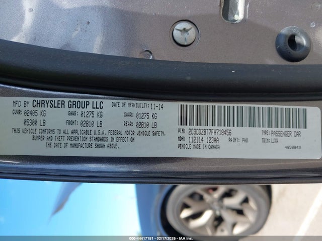 2015 Dodge Challenger R/t Plus მანქანა იყიდება აუქციონზე, vin: 2C3CDZBT7FH718456, აუქციონის ნომერი: 44417151