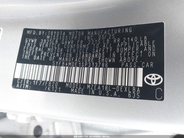 Toyota COROLLA LE 2025 5YFB4MDE1SP313786 Image 9