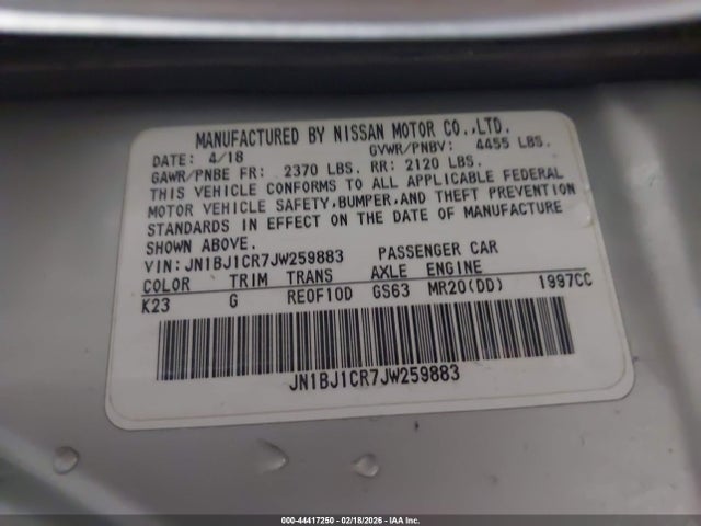 JN1BJ1CR7JW259883 Nissan Rogue Sport S