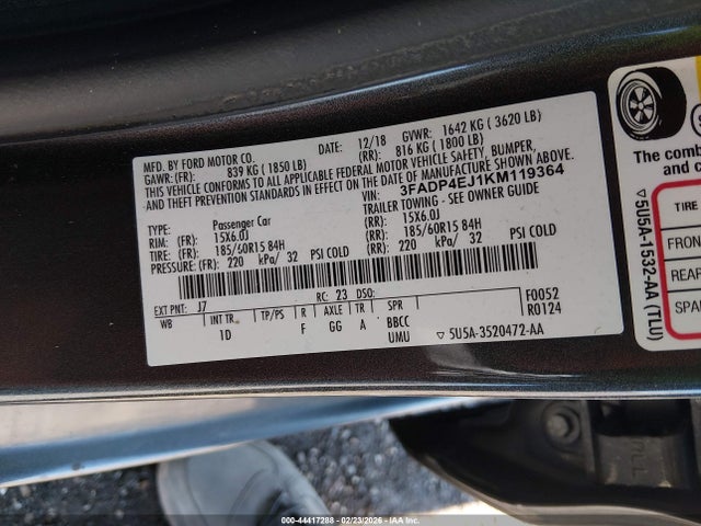 2019 FORD FIESTA 3FADP4EJ1KM119364 Photo 8