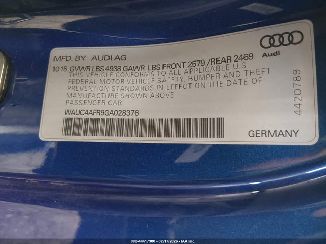 2016 AUDI S5 WAUC4AFR9GA028376 Photo 8