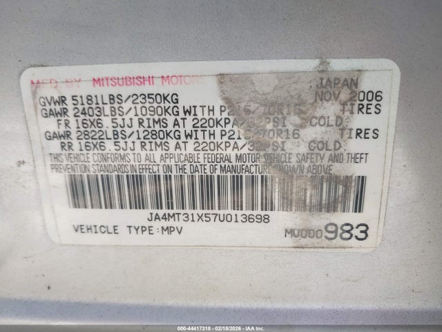 2007 MITSUBISHI OUTLANDER JA4MT31X57U013698 Photo 8