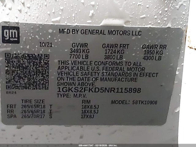 2022 GMC YUKON XL 1GKS2FKD5NR115898 Photo 8