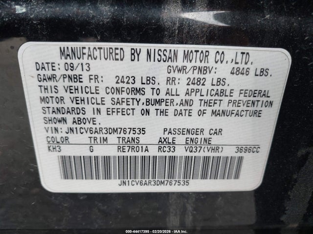 Продажа на аукционе авто 2013 Infiniti G37x, vin: JN1CV6AR3DM767535, номер лота: 44417395