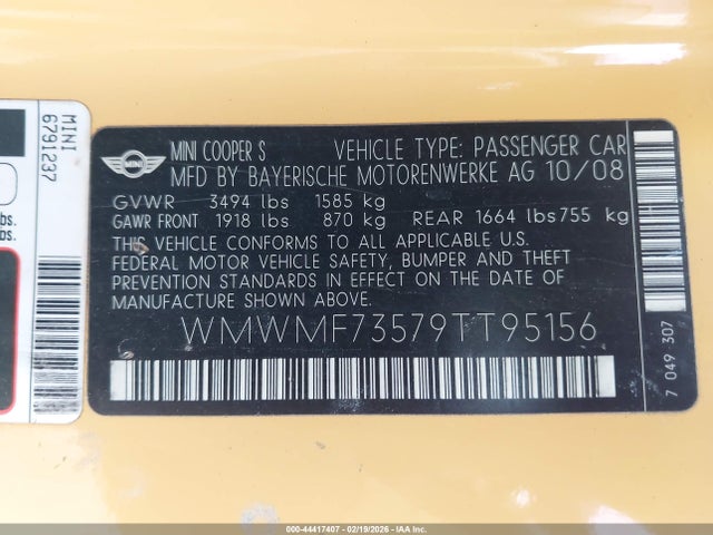2009 MINI COOPER S WMWMF73579TT95156 Photo 8