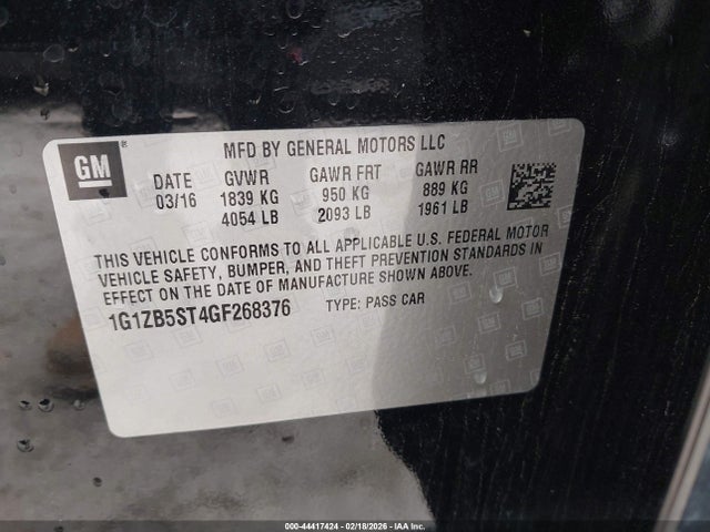 1G1ZB5ST4GF268376 Chevrolet MALIBU LS