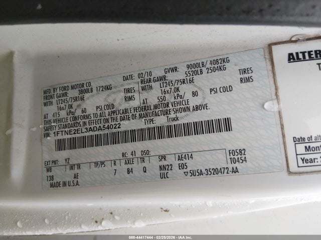 2010 FORD E-250 1FTNE2EL3ADA54022 Photo 8