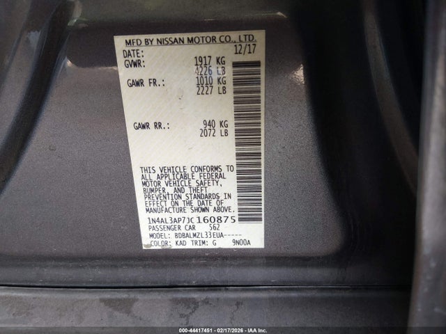 Nissan Altima 2.5 Sv 2018 1N4AL3AP7JC160875 Image 9