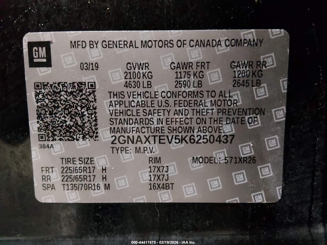 2019 CHEVROLET EQUINOX 2GNAXTEV5K6250437 Photo 8