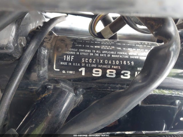 1983 Honda Gl1100 I მანქანა იყიდება აუქციონზე, vin: 1HFSC021XDA301659, აუქციონის ნომერი: 44417495