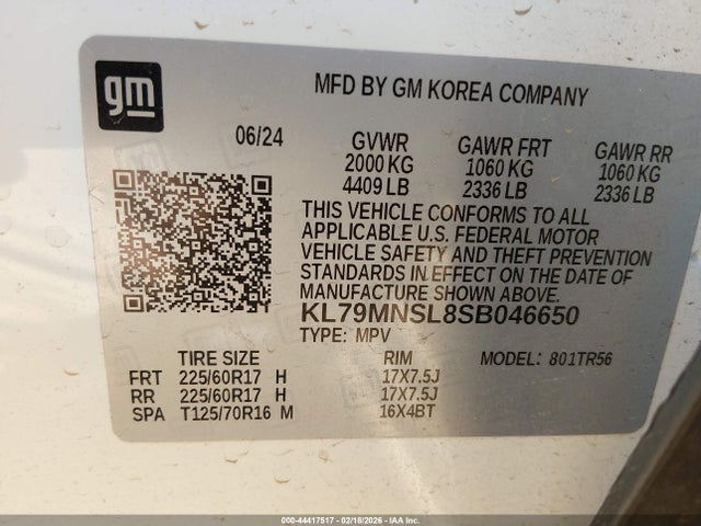 KL79MNSL8SB046650 Chevrolet Trailblazer Awd Ls