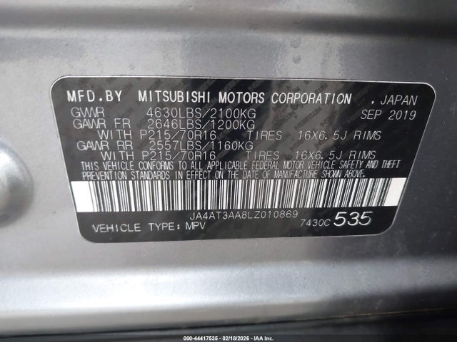 2020 MITSUBISHI ECLIPSE CROSS JA4AT3AA8LZ010869 Photo 8