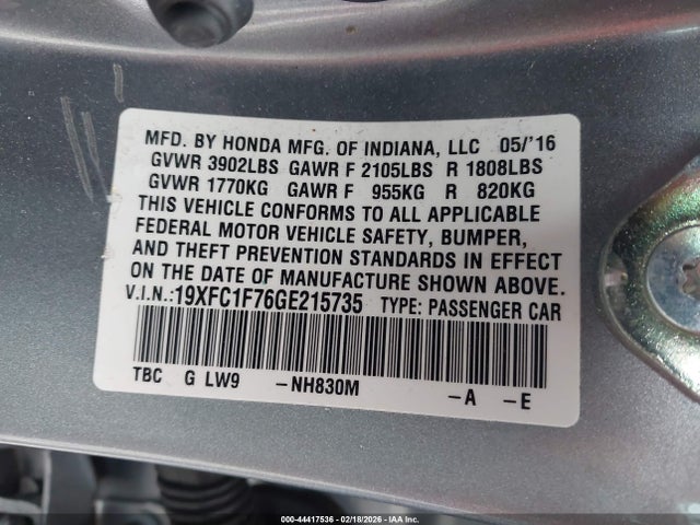 Honda Civic Ex-l 2016 19XFC1F76GE215735 Image 9
