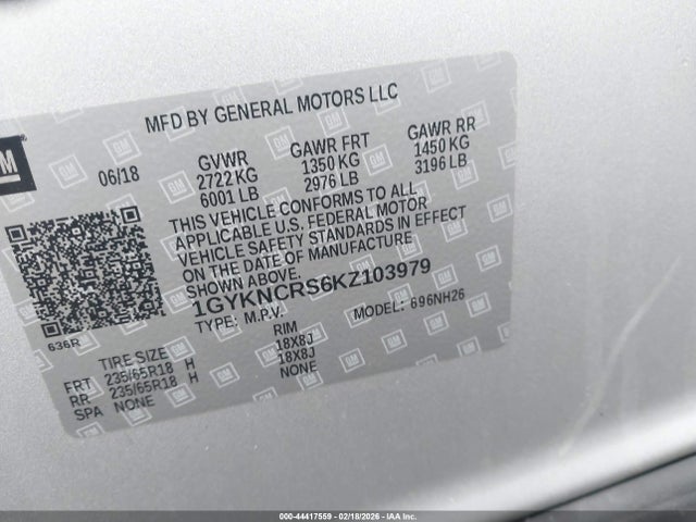Продаж на аукціоні авто 2019 Cadillac Xt5 Luxury, vin: 1GYKNCRS6KZ103979, номер лоту: 44417559