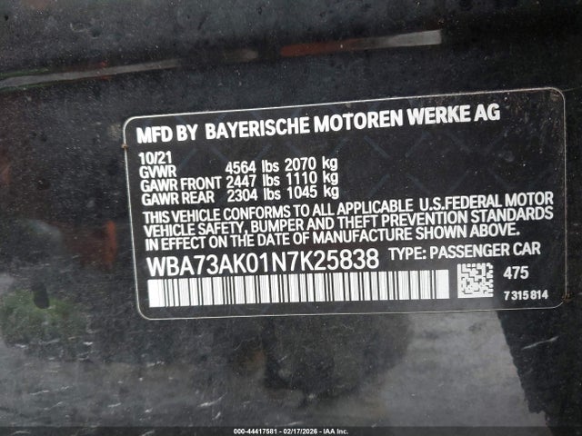 Aukcja sprzedaży 2022 Bmw 228 Gran Coupe I Xdrive, vin: WBA73AK01N7K25838, numer aukcji: 44417581