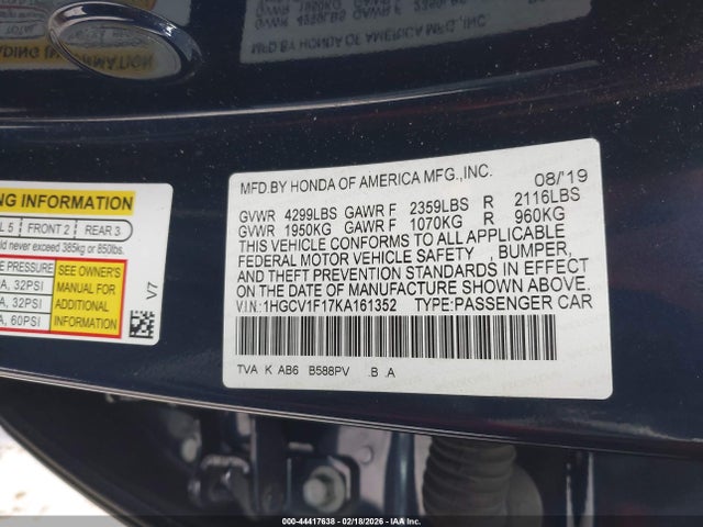 1HGCV1F17KA161352 Honda ACCORD LX
