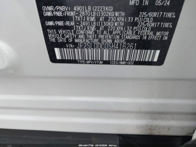 44417706 :رقم المزاد ، JF2SLDDC0SH416261 vin ، 2025 Subaru Forester Premium مزاد بيع