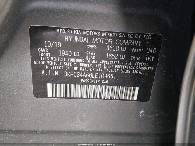 Hyundai Accent Limited 2020 3KPC34A60LE109651 Image 9