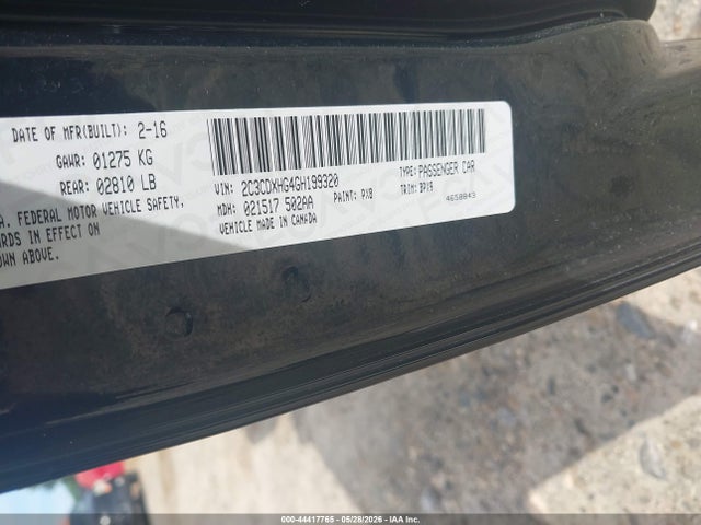 2016 Dodge Charger Sxt მანქანა იყიდება აუქციონზე, vin: 2C3CDXHG4GH199320, აუქციონის ნომერი: 44417765