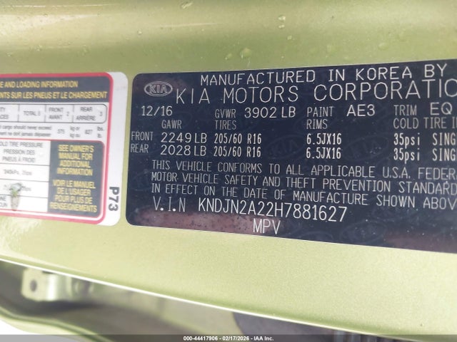 KNDJN2A22H7881627 KIA Soul