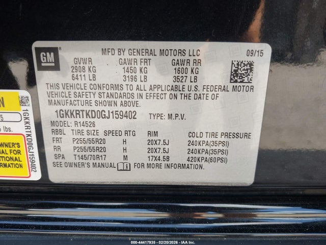 Продаж на аукціоні авто 2016 Gmc Acadia Denali, vin: 1GKKRTKD0GJ159402, номер лоту: 44417935
