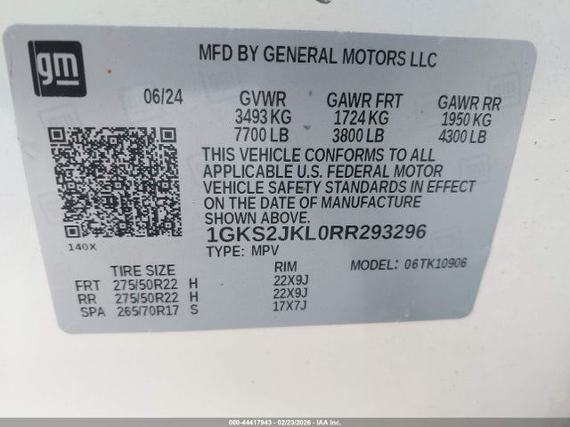 1GKS2JKL0RR293296 GMC Yukon Xl 4wd Denali