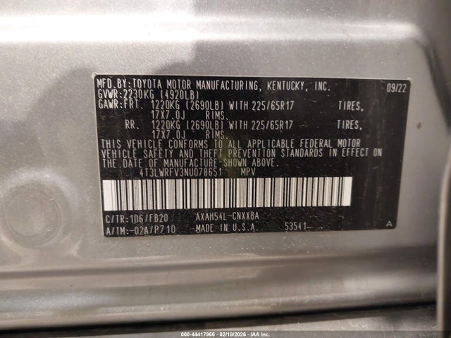 4T3LWRFV3NU078651 Toyota Rav4 Hybrid Le