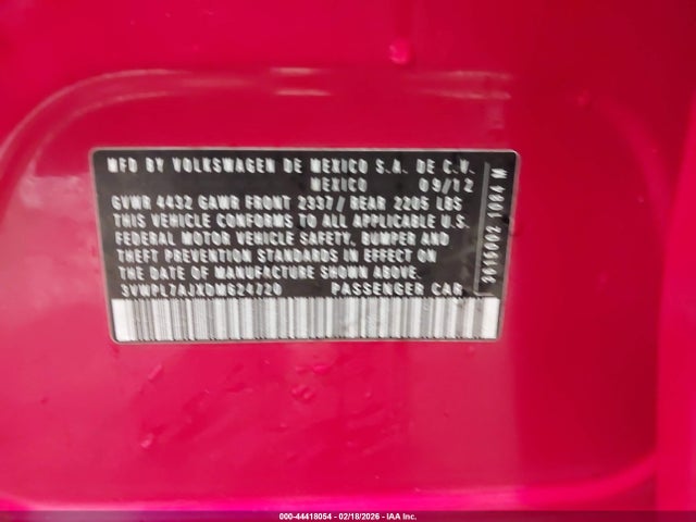 44418054 :رقم المزاد ، 3VWPL7AJXDM624720 vin ، 2013 Volkswagen Jetta Sportwagen 2.0l Tdi مزاد بيع