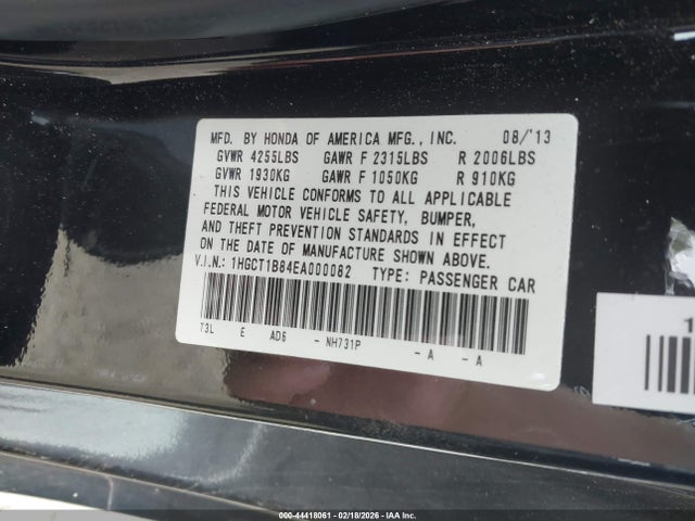 2014 Honda Accord Ex-l მანქანა იყიდება აუქციონზე, vin: 1HGCT1B84EA000082, აუქციონის ნომერი: 44418061