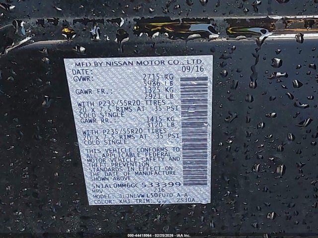 Продаж на аукціоні авто 2016 Infiniti Qx60, vin: 5N1AL0MM6GC533399, номер лоту: 44418064