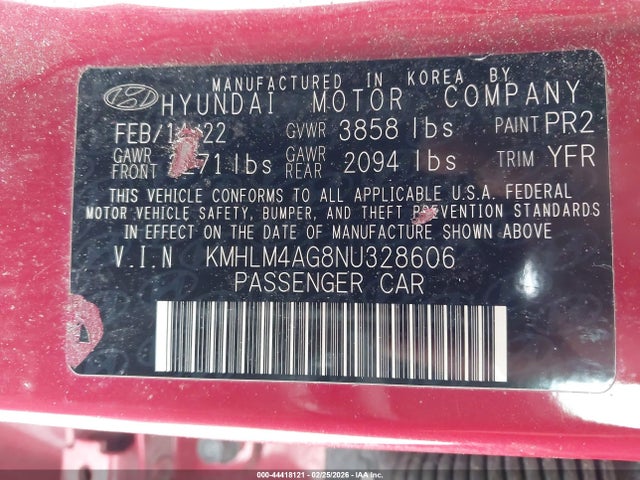 Hyundai ELANTRA SEL 2022 KMHLM4AG8NU328606 Image 9