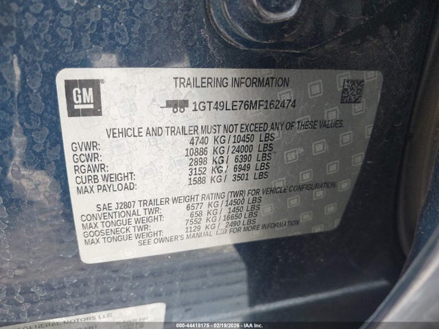 Продаж на аукціоні авто 2021 Gmc Sierra 2500hd 4wd  Standard Bed, vin: 1GT49LE76MF162474, номер лоту: 44418175