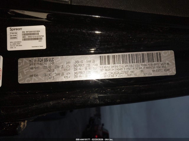 44418177 :رقم المزاد ، 1C4HJXDG0LW237637 vin ، 2020 Jeep Wrangler Unlimited Sport S 4x4 مزاد بيع
