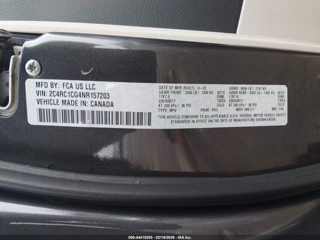 Продажа на аукционе авто 2022 Chrysler Voyager Lx, vin: 2C4RC1CG4NR157203, номер лота: 44418205