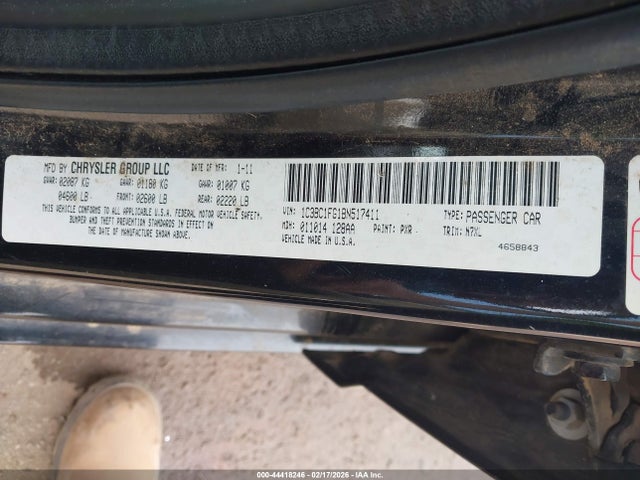 Aukcja sprzedaży 2011 Chrysler 200 Touring, vin: 1C3BC1FG1BN517411, numer aukcji: 44418246