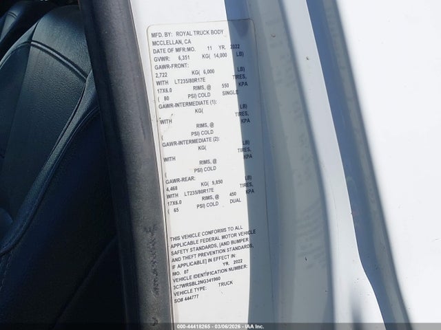 Продаж на аукціоні авто 2022 Ram 3500 Chassis Tradesman/slt, vin: 3C7WRSBL2NG341960, номер лоту: 44418265