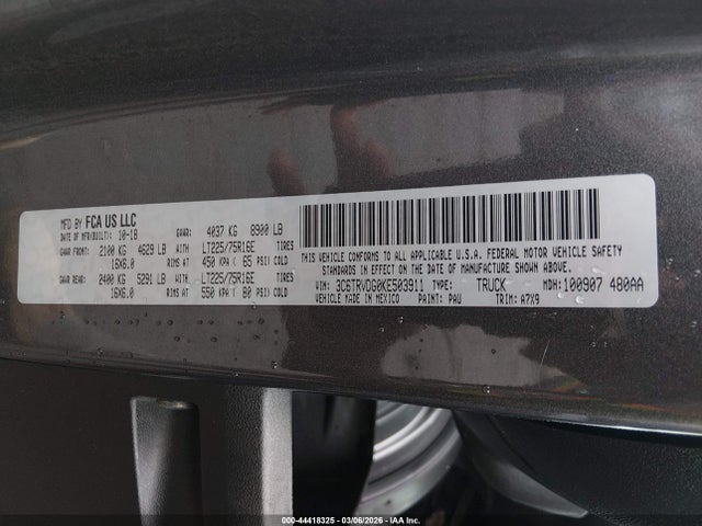 Продаж на аукціоні авто 2019 Ram Promaster 2500 High Roof 159 Wb, vin: 3C6TRVDG0KE503911, номер лоту: 44418325
