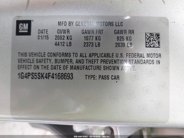 Aukcja sprzedaży 2015 Buick Verano Leather Group, vin: 1G4PS5SK4F4168693, numer aukcji: 44418362