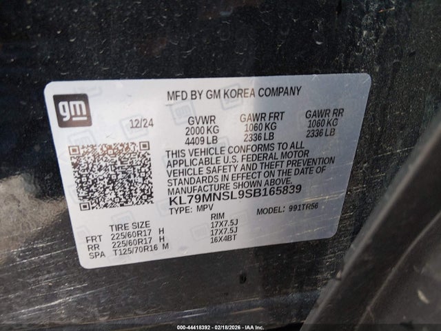 KL79MNSL9SB165839 Chevrolet Trailblazer Awd Ls