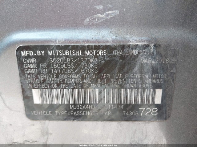 ML32A4HJXJH011474 Mitsubishi MIRAGE SE