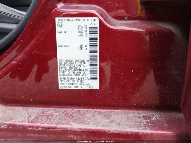 1N4BL4CV9MN384373 Nissan Altima Sr Fwd
