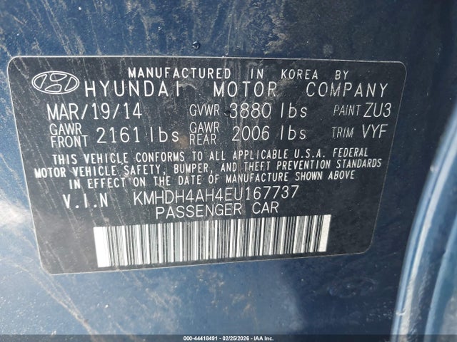 KMHDH4AH4EU167737 Hyundai Elantra Sport