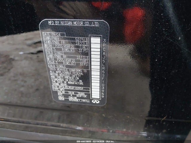 Aukcja sprzedaży 2025 Infiniti Qx55 Sensory Awd, vin: 3PCAJ5LR5SF103959, numer aukcji: 44418605