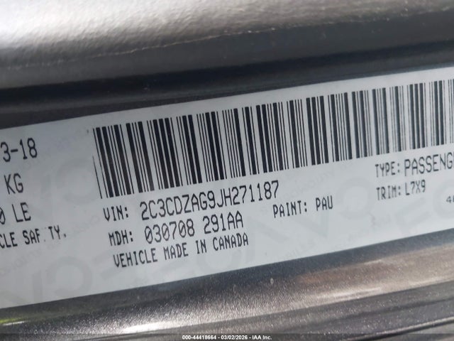 44418664 :رقم المزاد ، 2C3CDZAG9JH271187 vin ، 2018 Dodge Challenger Sxt مزاد بيع