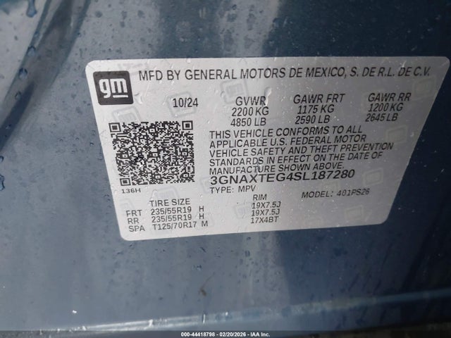 Chevrolet Equinox Awd Rs 2025 3GNAXTEG4SL187280 Image 9
