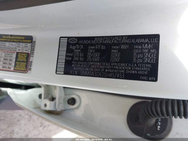 44418885 :رقم المزاد ، 5NMJA3DE2SH457453 vin ، 2025 Hyundai Tucson Se مزاد بيع