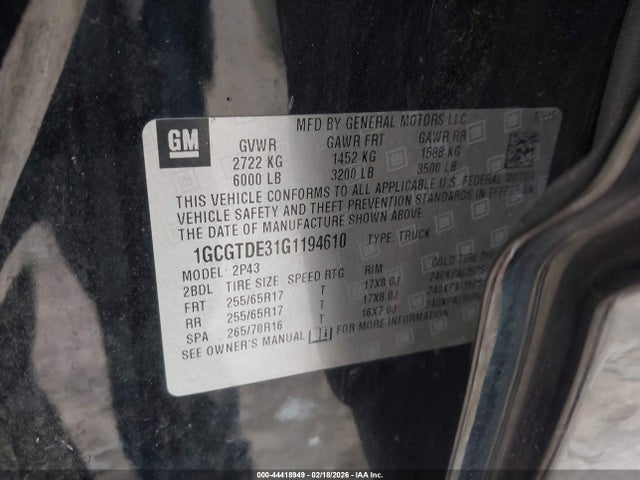 1GCGTDE31G1194610 Chevrolet Colorado Z71