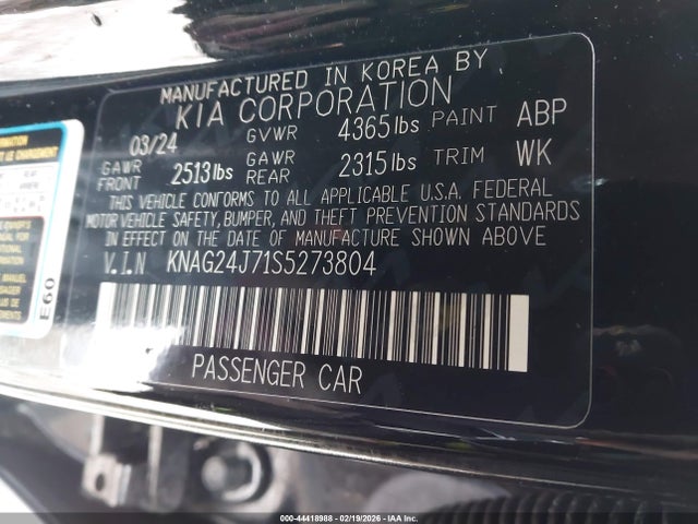 Продаж на аукціоні авто 2025 Kia K5 Lxs, vin: KNAG24J71S5273804, номер лоту: 44418988